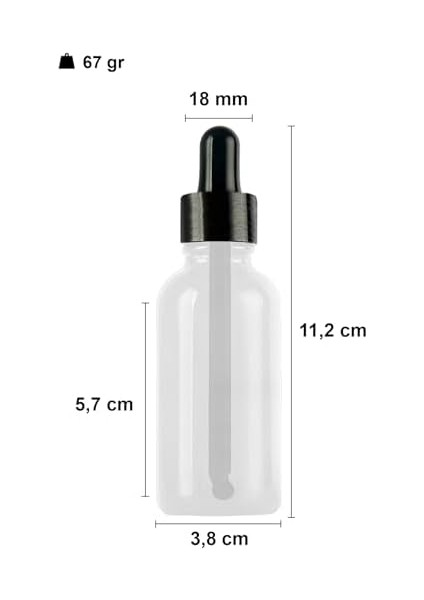 50 ml Metal Kapaklı Damlalık Dropper Şişesi Serum 50 cc Cam Şişe 6 Adet (Siyah Kapak, Şeffaf)