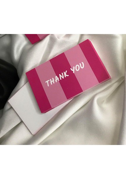 Pink Thank You Card Pembe Çizgili Tebrik Teşekkür Kartları Kartı E Ticaret Hediye Kartı Müşteri Memnuniyeti (20 Adet) (Pembe Çizgili1)