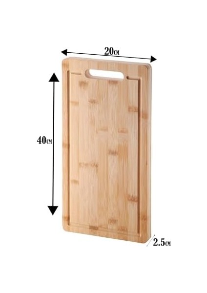 Kalın Bambu Kesme Tahtası Antibakteriel, Kalın Yıkanabilir Doğrama Tahtası Dikdörtgen (40 * 20 * 2.5cm)