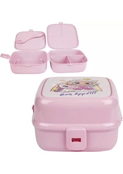 4 Bölmeli Çatallı Beslenme Kabı - Diyet Kabı Karışık Renklerdedir fırsatları