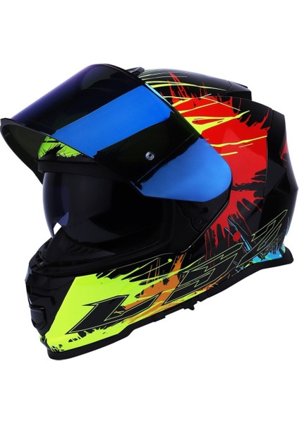 Storm 2 Drop Full Face Motosiklet Kaskı Mavi Camlı