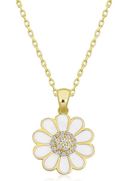 925 Ayar Gümüş Papatya Kadın Gümüş Kolye