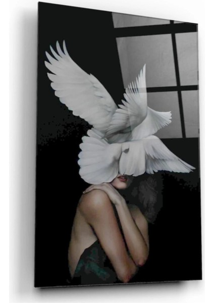 - Kadın ve Güvercin Cam Tablo