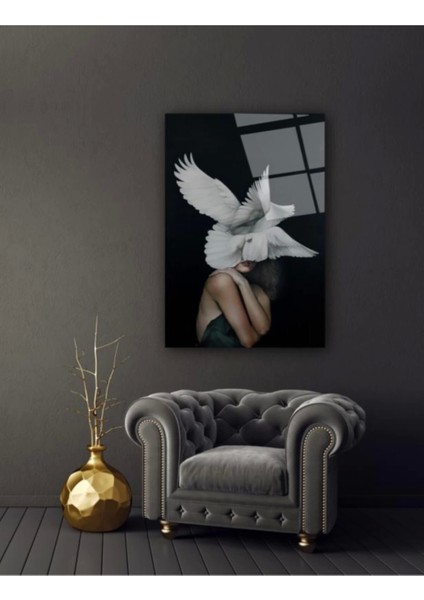 - Kadın ve Güvercin Cam Tablo modelleri