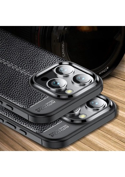 Apple iPhone 16 Pro Uyumlu Kılıf Deri Görünümlü Kamera Korumalı Karbon Leke Tutmaz Darbe Emici Kapak fiyatları