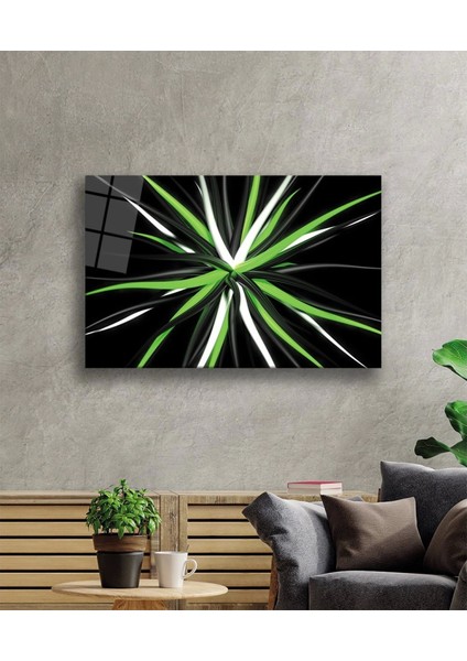 - Yeşil Beyaz Siyah Cam Tablo Green White Black