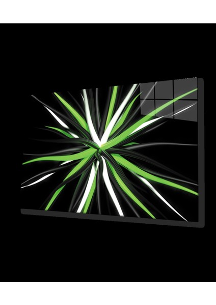 - Yeşil Beyaz Siyah Cam Tablo Green White Black