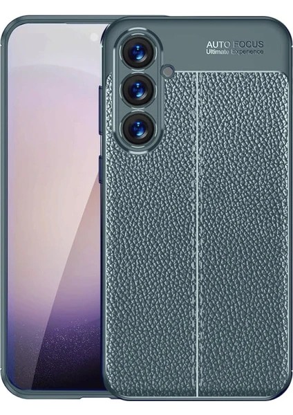 Samsung Galaxy S24 Fe Uyumlu Kılıf Deri Görünümlü Kamera Korumalı Karbon Leke Tutmaz Darbe Emici Kapak