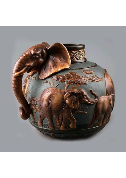 Fil Figürlü Vazo Bakır (32X27CM)