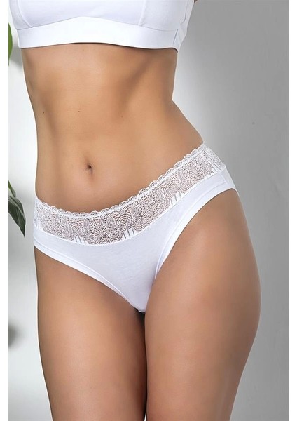 Dantel Detaylı Slip Külot Beyaz (BRF21781)