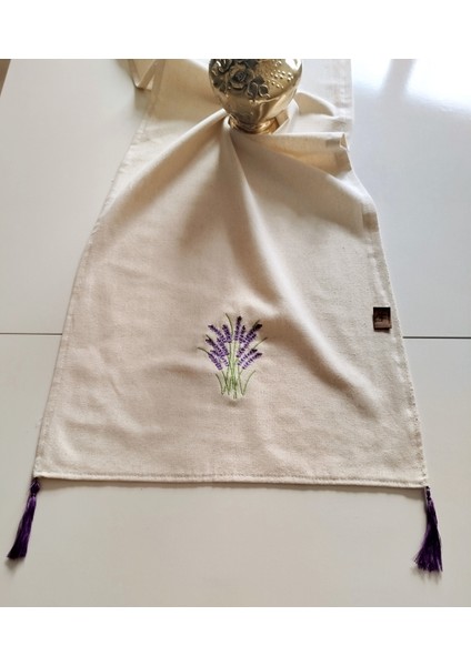 Buldan Ham Keten Püsküllü Otantik Yumuşacık Nakışlı 45X145 cm Runner