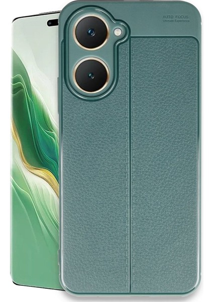 Vivo Y18 Uyumlu Kılıf Deri Görünümlü Kamera Korumalı Karbon Leke Tutmaz Darbe Emici Kapak