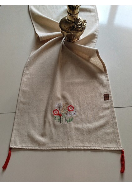 Buldan Ham Keten Püsküllü Otantik Yumuşacık Nakışlı 45X145 cm Runner fiyatları