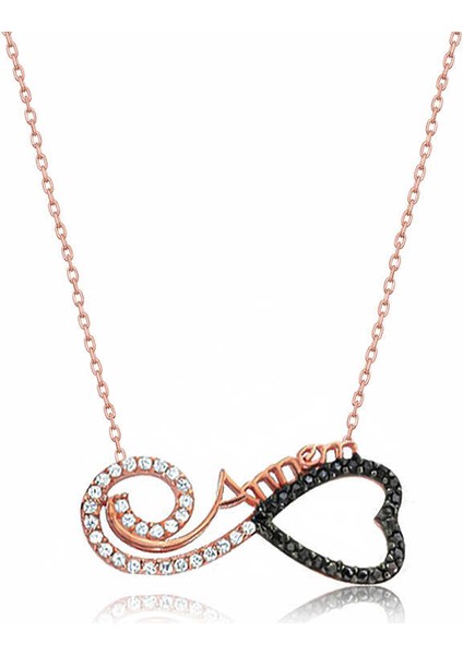 925 Ayar Gümüş Kalpli Sonsuzluk Annem Gümüş Kolye