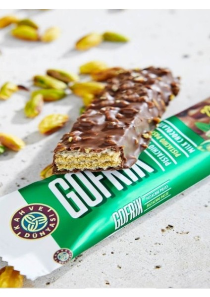 Gofrik Sütlü Antep Fıstık Ezmeli Boz Antep Fıstık Parçalı 33 gr x 24 Adet