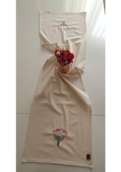 Buldan Ham Keten Otantik Yumuşacık Nakışlı 45X145 cm Runner