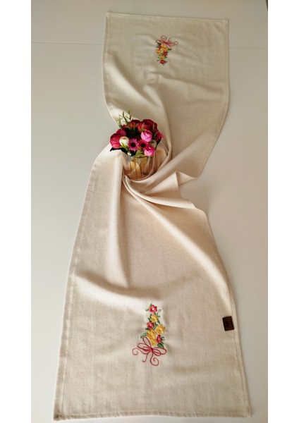 Buldan Ham Keten Otantik Yumuşacık Nakışlı 45X145 cm Runner