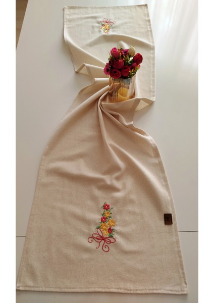 Buldan Ham Keten Otantik Yumuşacık Nakışlı 45X145 cm Runner modelleri