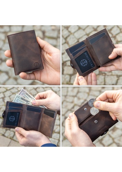 Toscana Kahverengi Bozuk Paralık Cepli Unisex Deri Rfid Korumalı Erkek Kadın Mini Cüzdan Hediye fırsatları