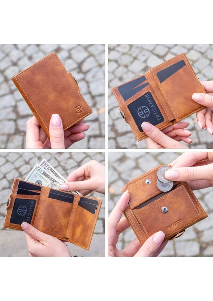 Toscana Taba Bozuk Paralık Cepli Unisex Deri Rfid Korumalı Erkek Kadın Mini Cüzdan Hediye fırsatları