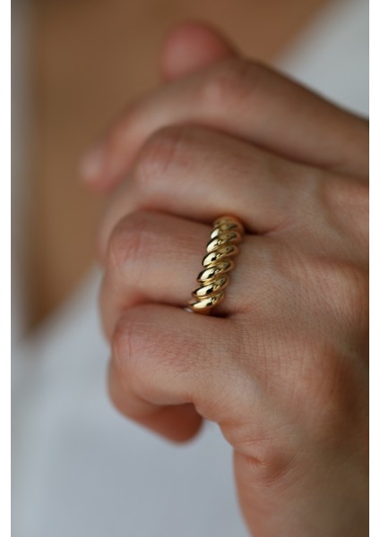 14 Ayar Altın Burgu Desenli Yüzük modelleri