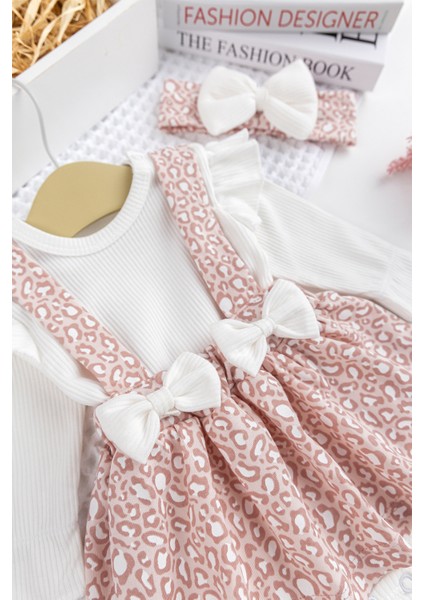 Kız Çocuk Leopar Desenli Bandanalı Şık Jile Elbise Etek Doğumgünü Özel Gün Takım modelleri
