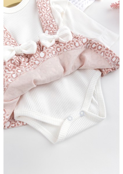 Kız Çocuk Leopar Desenli Bandanalı Şık Jile Elbise Etek Doğumgünü Özel Gün Takım fırsatları