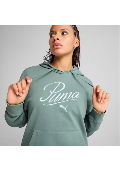Scrıpt Comfort Hoodie Kadın Yeşil Spor Sweatshirt - 684983 30