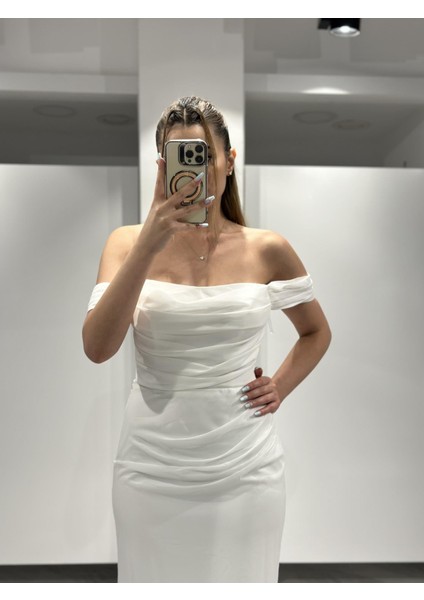 Beyaz Yıldızlar Yeni Sezon Kadın Şık Gece Abiye Elbise 7090 fırsatları