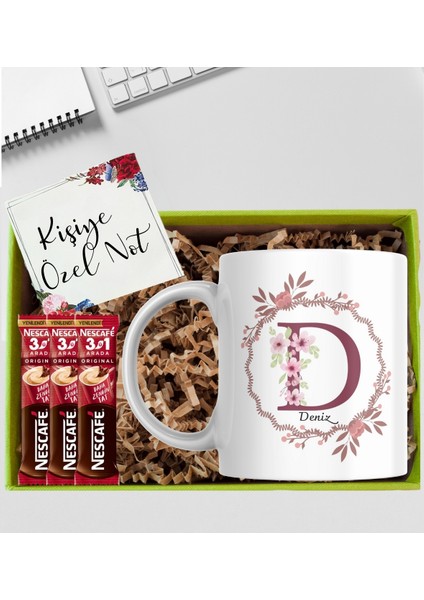 Kupa Bardak Kişiye Özel D Harfli Isimli Kupa Bardak Kahve Hediye Seti Kutupkitap