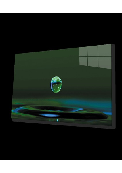 - Su Damlası Yeşil Cam Tablo Water Drop Green