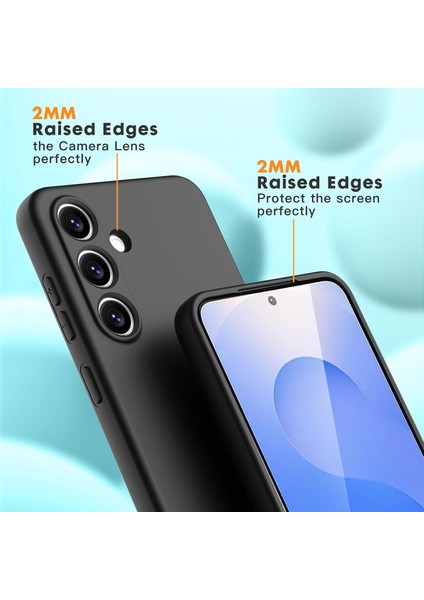 Samsung Galaxy S25 Kılıf Kamera Korumalı Yumuşak Renkli Silikon + 9h Ekran Koruyucu Cam 2in1 Set
