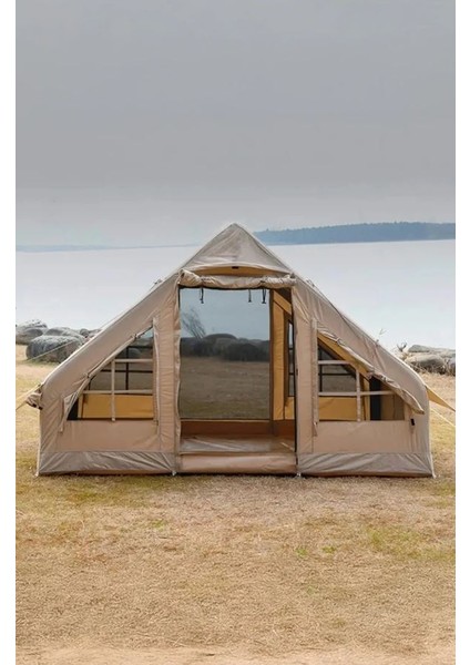 8 Kişilik 4 Mevsim Su Geçirmez Şişme Kamp Çadırı 300X210X190 cm