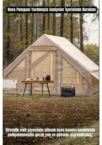 8 Kişilik 4 Mevsim Su Geçirmez Şişme Kamp Çadırı 300X210X190 cm modelleri