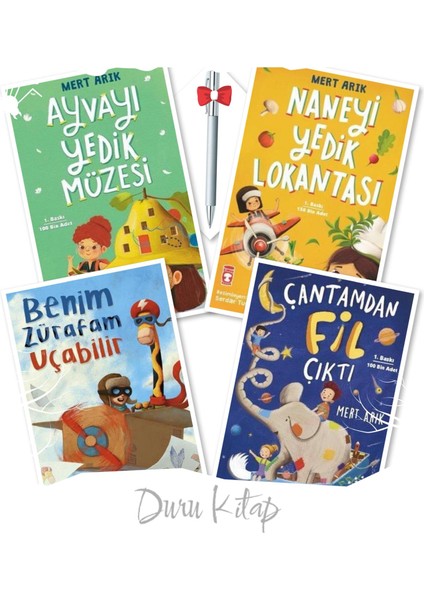 Ayvayı Yedik Müzesi - Naneyi Yedik Lokantası - Benim Zürafam Uçabilir - Çantamdan Fil Çıktı 4 Kitap - Mert Arık - Kalem