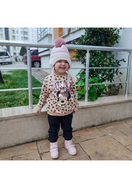Minnie Mouse Baskılı Uzun Kollu Pamuklu Alt Üst Kız Çocuk Takım