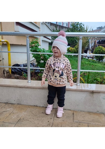 Minnie Mouse Baskılı Uzun Kollu Pamuklu Alt Üst Kız Çocuk Takım