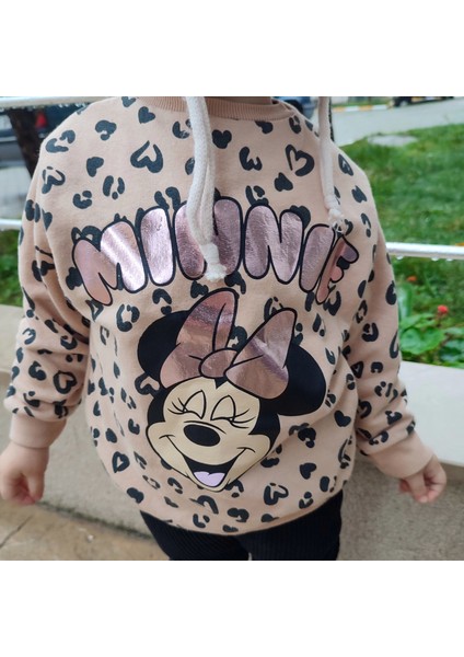 Minnie Mouse Baskılı Uzun Kollu Pamuklu Alt Üst Kız Çocuk Takım