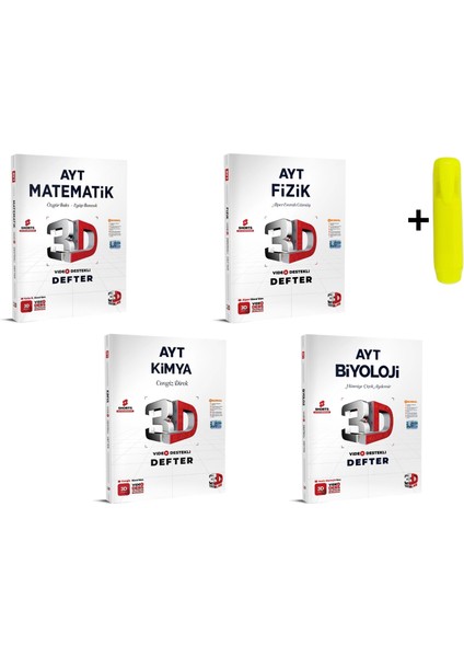 Ayt Sayısal Matematik Fizik Kimya Biyoloji Video Destekli Defter Seti 4 Kitap