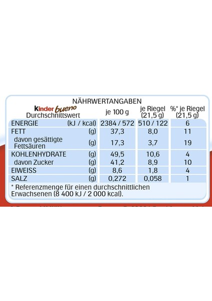 Bueno Sütlü Fındık Kremalı Çikolata 43 gr x 6 Adet