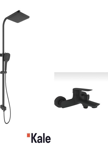Tandem Batarya Setleri ve Raın Square Push Button Duş Barı Siyah