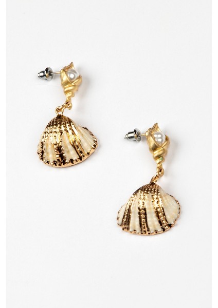 Deniz Kabuklu Tasarım Pirinç Küpe