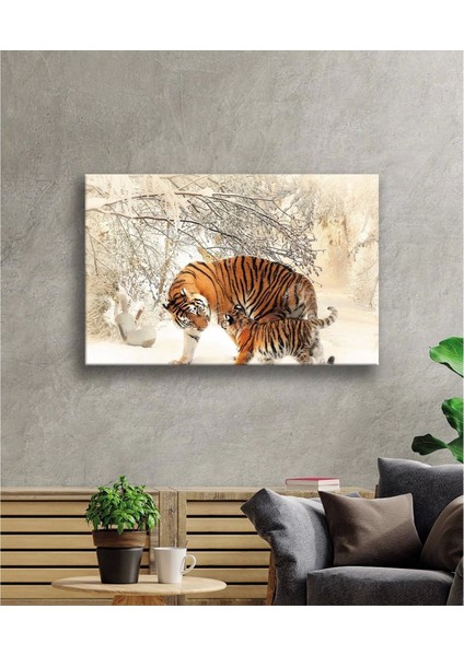 - Kar Manzara Leopar Cam Tablo fiyatları