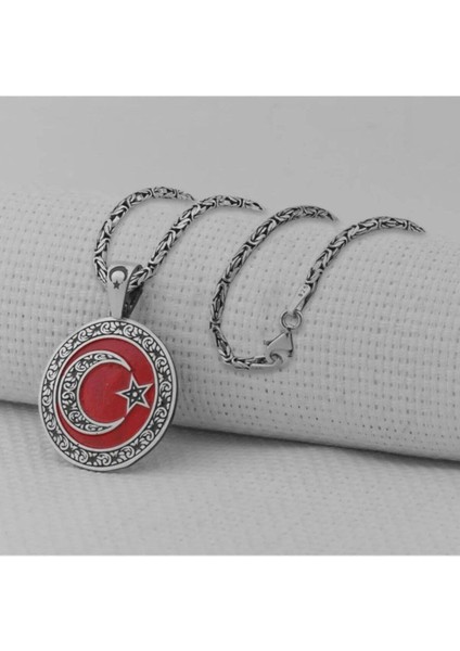 925 Ayar Gümüş Kral Zincirli Ay Yıldızlı Kolye, Ayyıldız Kolye Büyük Boy fırsatları