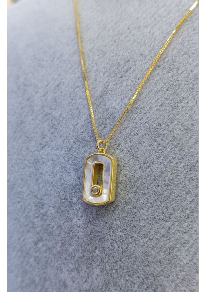 925 Ayar Gümüş Özel Tasarım Sedef Taşlı Altın Kaplama Kolye fiyatları