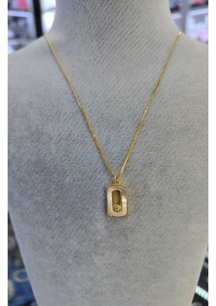 925 Ayar Gümüş Özel Tasarım Sedef Taşlı Altın Kaplama Kolye fırsatları