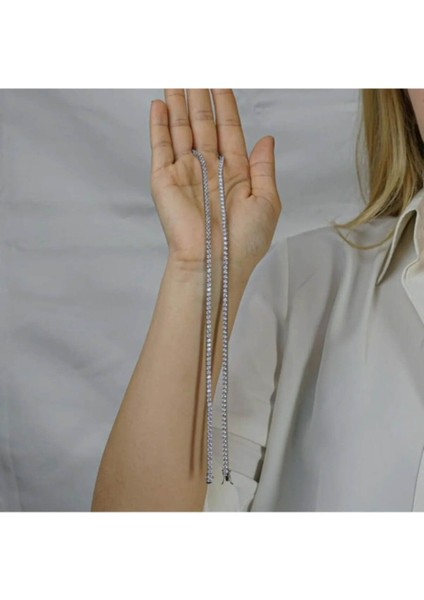Pırlanta Tasarımlı 925 Ayar Gümüş Su Yolu Kolye – 3.5 mm - 55 cm fiyatları