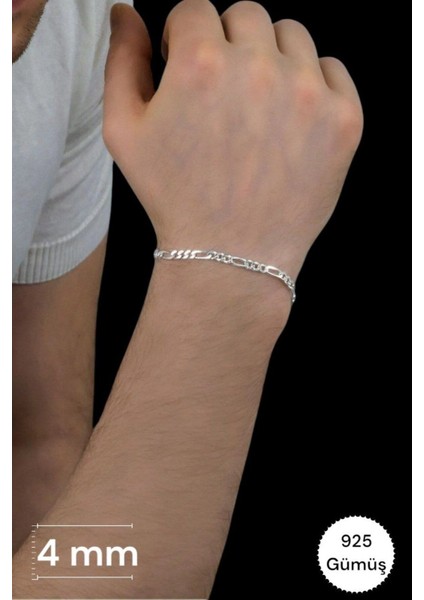 925 Ayar Gümüş 4 mm Figaro Kolye ve Bileklik Seti - Erkek ve Kadın Için Şık Takım modelleri