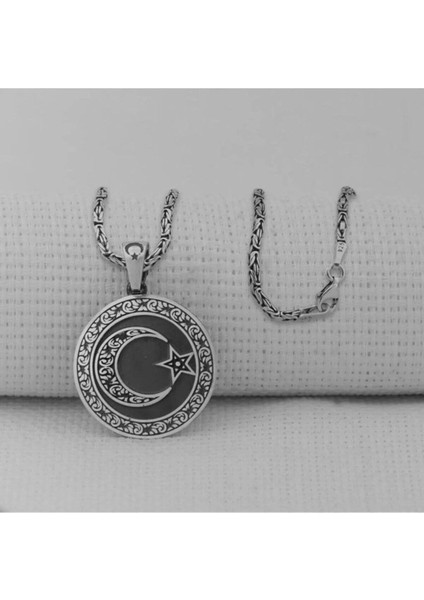 925 Ayar Gümüş Kral Zincirli Ay Yıldızlı Kolye, Ayyıldız Kolye Büyük Boy modelleri