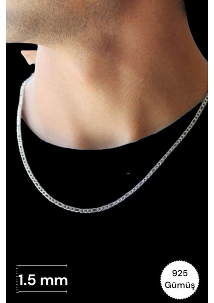 Evi 925 Ayar Gümüş 1.5 mm Figaro Erkek Zincir Kolye - Şıklığın Simgesi
